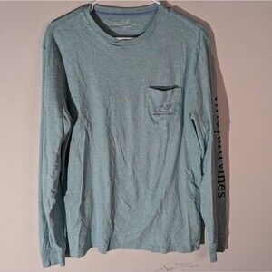 Vineyard Vunes Men's Garment-Dyed Vintage Whale Long-Sleeve Pocket Tee Shirt